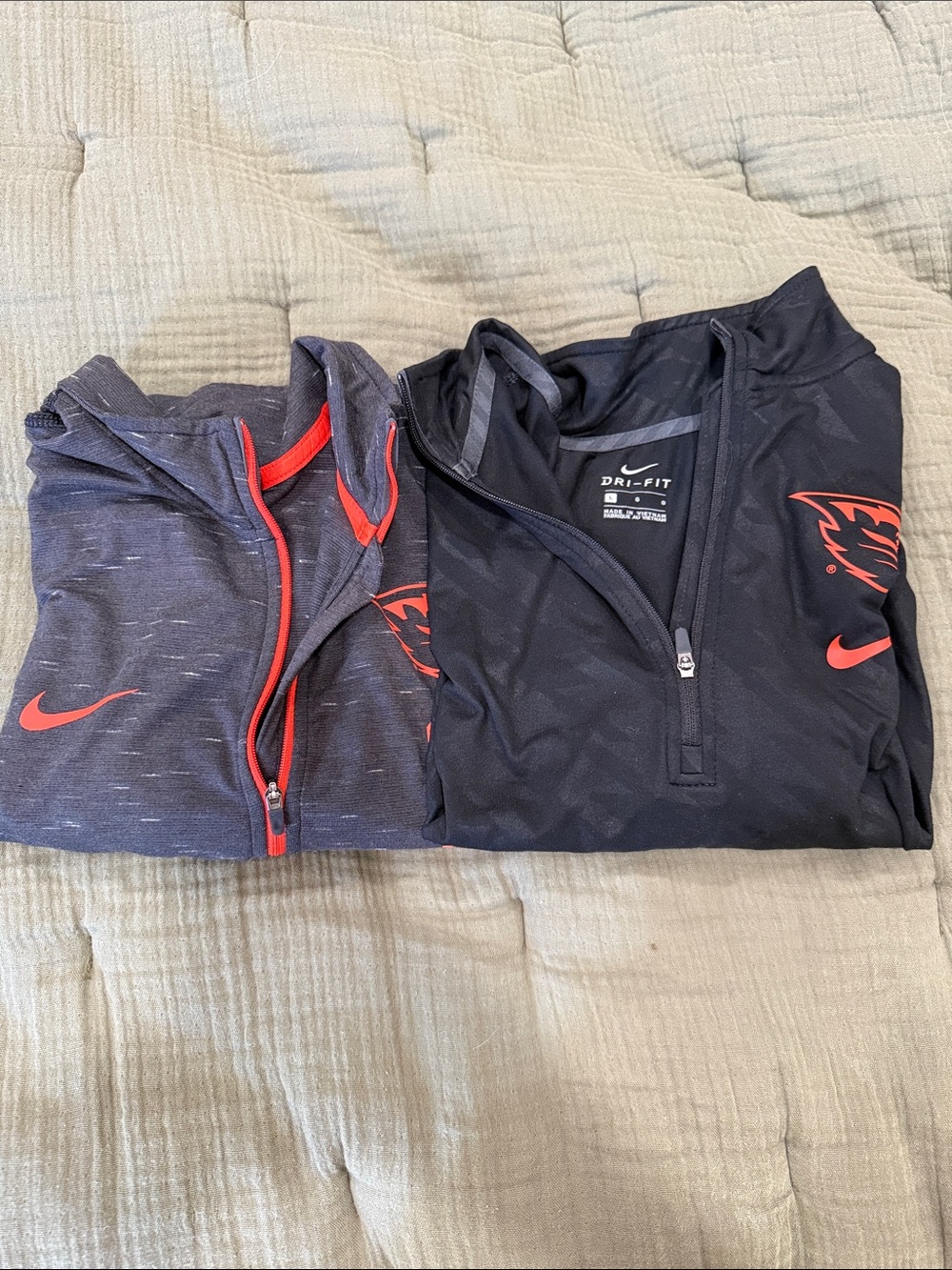 2 Nike Black & Orange Oregon State Dri-FIT Quarter-Zip Pullovers